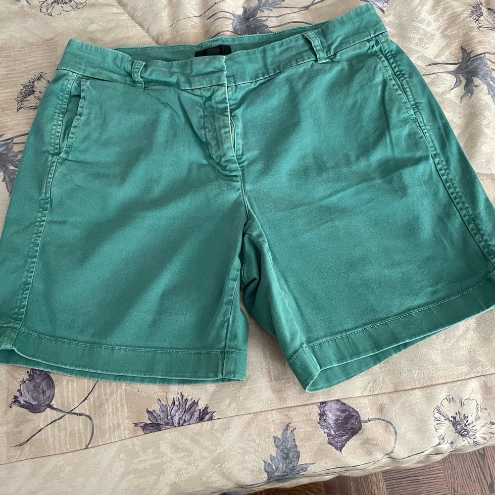J. Crew Green Bermuda Shorts Cotton Blend